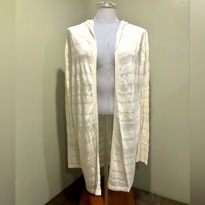 NWOT JNY (Jones New York) Long, White, Hooded Cardigan.  Size Large